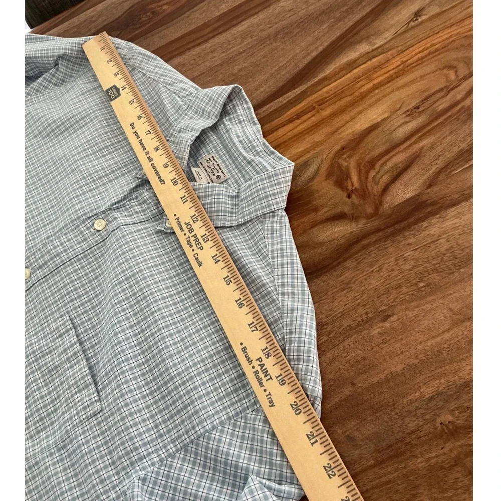 J. Crew Mens Blue White Micro Check Cotton Button Down Shirt XL‎ 47238 FA14